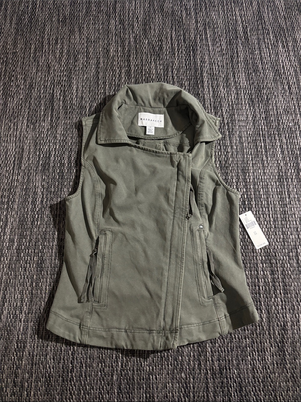 Marrakech Anthropologie Utility Moto Vest Jacket Army Green Size XS NWT